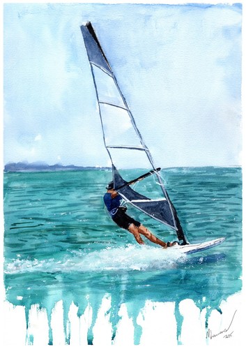 Dipinto wind surfer - dipinto, di